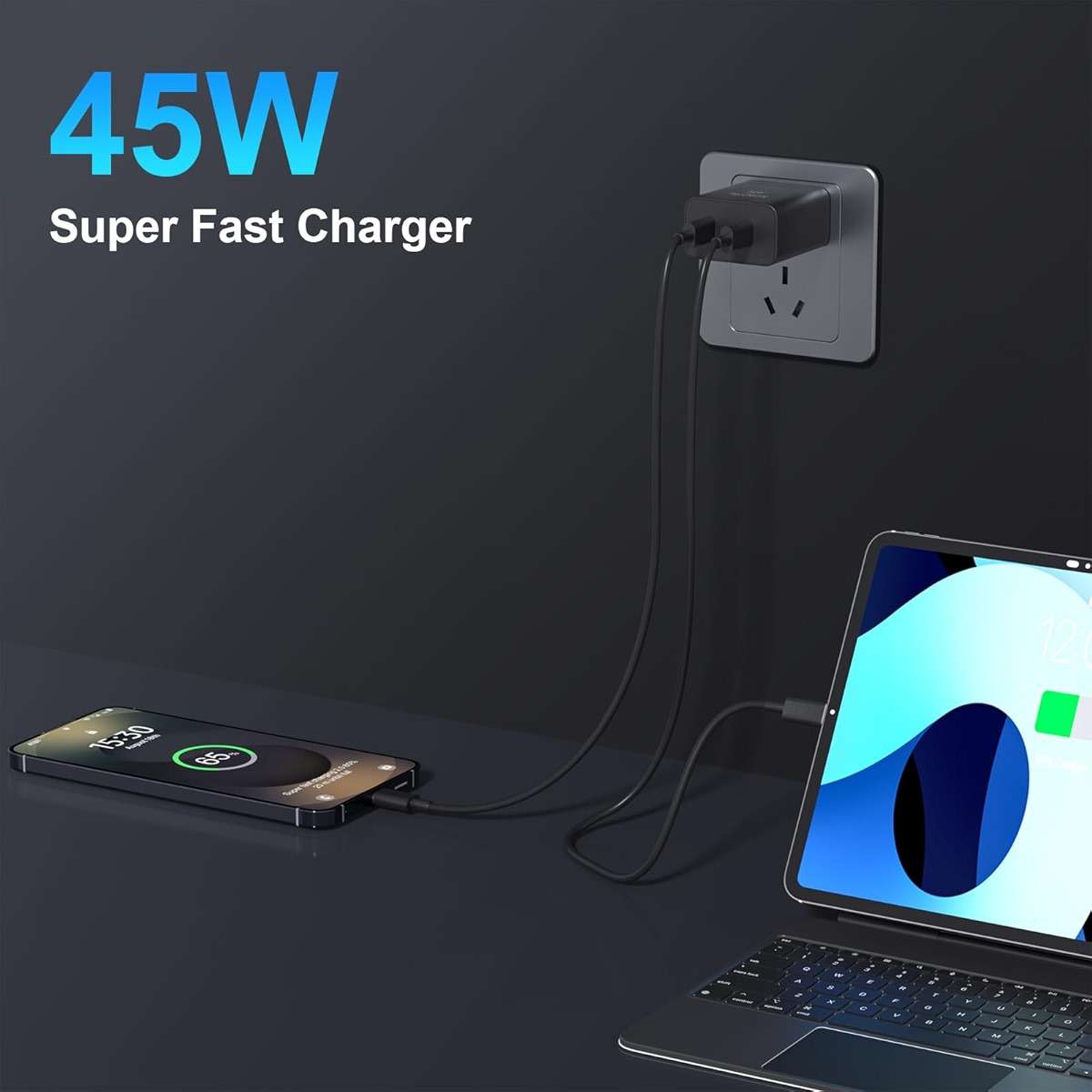 45W 2Pack Super Fast Charger USB C Dual Port Android Phone Charger Type C Fast Charging Block with 10FT Type-C Charger Cord for Samsung Galaxy S26 Ultra/S26/S26+/S25/S24/S23/S22/S21+/iPhone 17/16/15 - Image 4