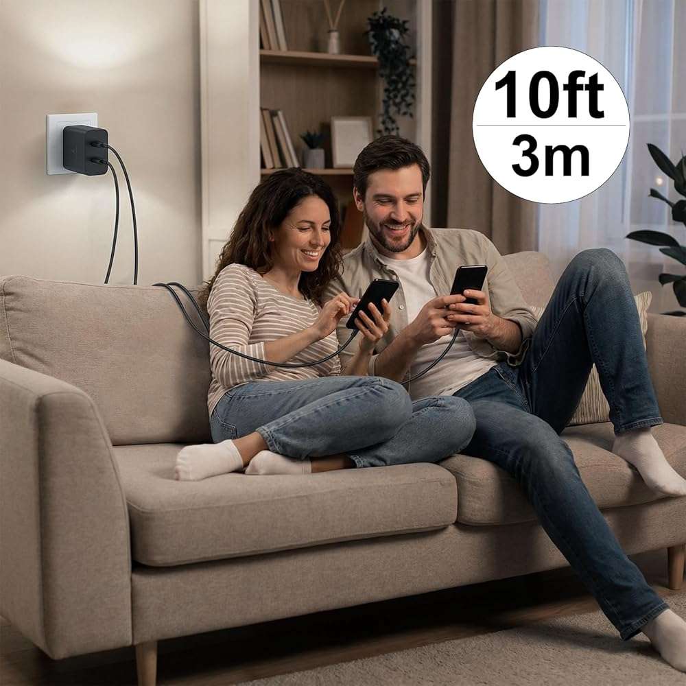 45W 2Pack Super Fast Charger USB C Dual Port Android Phone Charger Type C Fast Charging Block with 10FT Type-C Charger Cord for Samsung Galaxy S26 Ultra/S26/S26+/S25/S24/S23/S22/S21+/iPhone 17/16/15 - Image 8