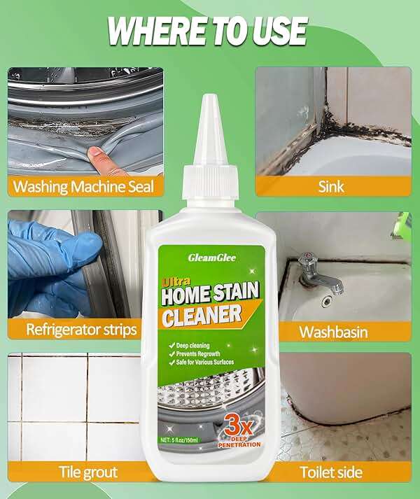 GleamGlee Home Remover Gel, Powerful Washing Machine Gasket Cleaner, Heavy Duty Cleaning Solution for Washing Machine, Refrigerator Strips, Bathroom Grout, Tiles, Sink, Shower - 5 Fl.Oz - Image 6