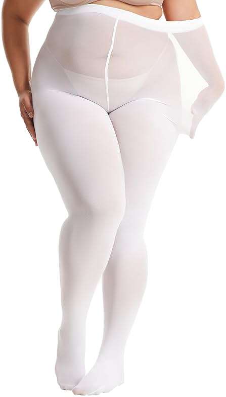 Frola Plus Size Tights for Women Semi Opaque Control Top High Waist Stockings 60 Denier Women's Pantyhose 2X 3X 4X 5X - Image 9