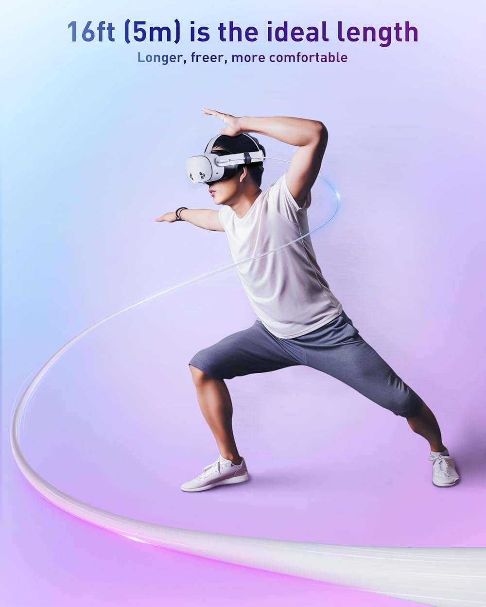 Maxonar VR Charging Link Cable 16FT (Next-Gen Chip) Compatible with Meta Quest 3S/Quest 3/Oculus Quest 2/Pico 4 Accessories and PC/SteamVR/Phones, Awesome Gift-5Gbps USB 3.0 to USB C Cable-White - Image 3