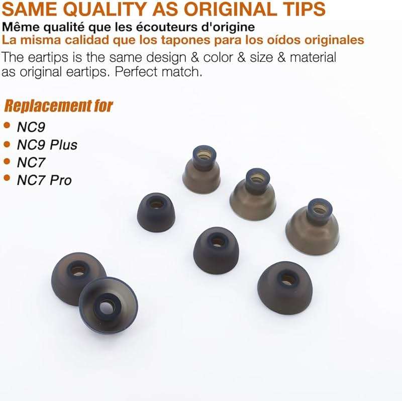 TENMAK 12X Eartips Replacement for TOZO NC7/ NC7 Pro / NC9 / NC9 Plus Hybrid Active Noise Cancelling Wireless Earbuds Earpad * 6 Pairs - Image 2