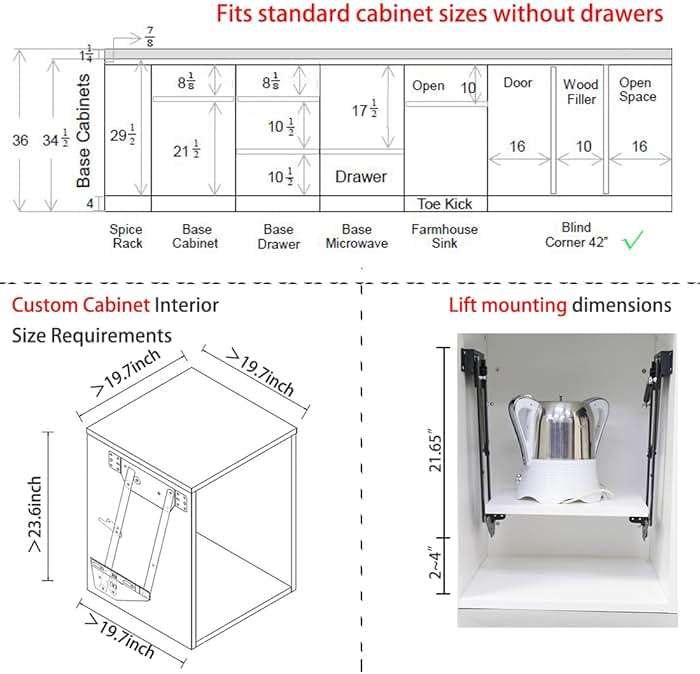 Mixer Lift for Cabinet，Appliance Lift for cabinet-Soft Close Heavy Duty Kitchen Appliance storage lifting system，with Locking Mechanism，Max load 50lb. - Image 3