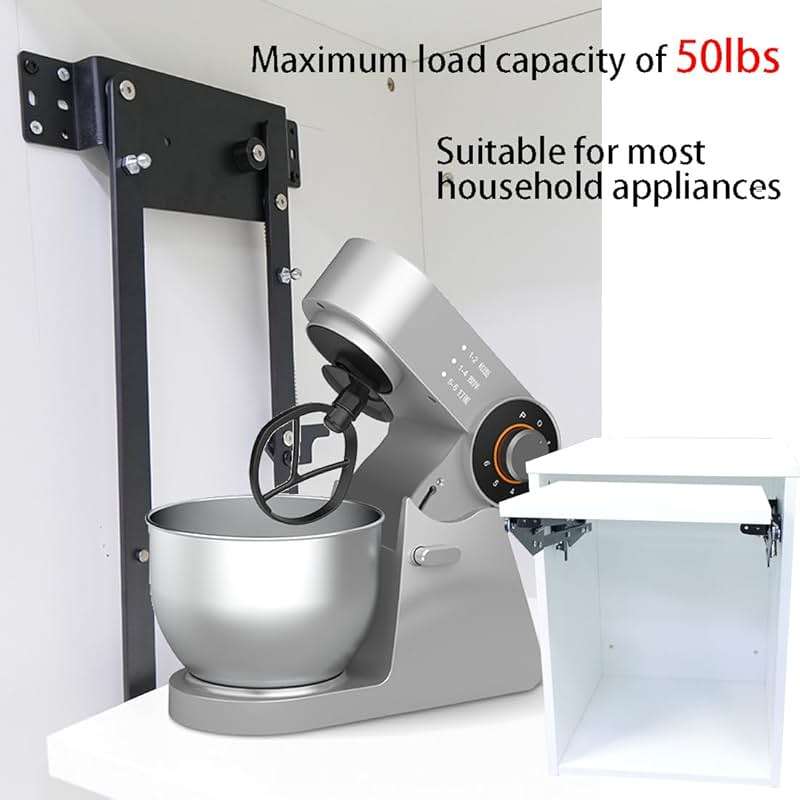 Mixer Lift for Cabinet，Appliance Lift for cabinet-Soft Close Heavy Duty Kitchen Appliance storage lifting system，with Locking Mechanism，Max load 50lb. - Image 6