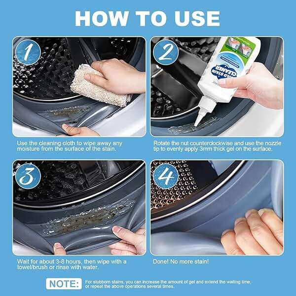 BALORIZ Home Remover Gel, 2 Packs Household Washing Machine Cleaner for Front Loader Washing Machine Seal, Refrigerator Strips, Cleaner For Tiles Grout Bathroom Cleaning Home Kitchen Sink Cleaning - Image 6