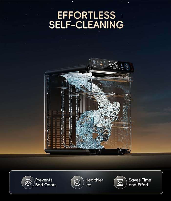 ecozy Smart Nugget Ice Maker Countertop, First Full-Color Smart Panel Ice Machine with APP Control, Double-Layer Insulation, 44 lbs/24H Soft Pellet Chewable Ice, Pull-Out Water Tank, Self-Cleaning - Image 9