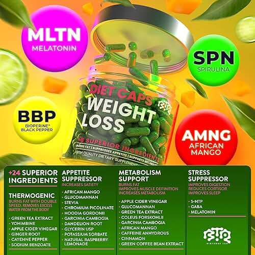 BIOTEQUELAB Weight Loss Diet Capsules, Natural Appetite Suppressant, Day & Night Fat Burner for Women & Men with Apple Cider, Green Coffee Bean Extract, Metabolism Booster Supplement - 60 Pills - Image 2