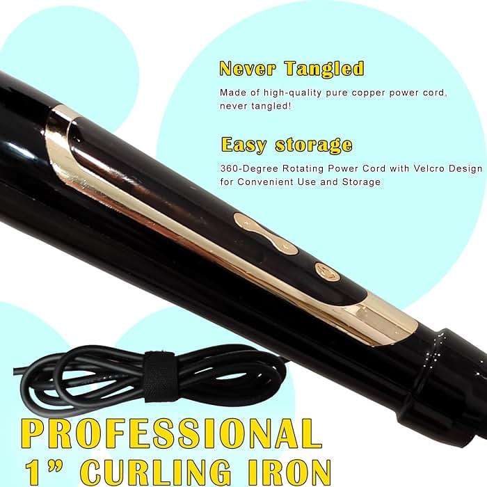 abp 1 Inch Curling Iron Extra Long Barrel with Ceramic Coating for Long/Medium Hair,LED Display Instant Heat up to 450°F with clamp,Hair Waving Style Tool Girls & Women - Image 5
