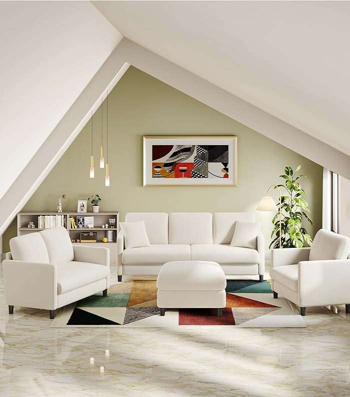 Welzona 83" Couches for Living Room, Teddy Sofa Couch, Comfy Sofas for Living Room, Tool-Free Setup Loveseat Sofa, All-Wood Love Seat Couches, Small Couch 2 Pillows Included, Beige - Image 8