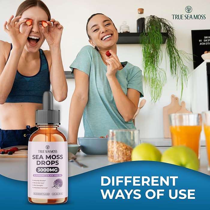 TrueSeaMoss Organic Irish Sea Moss Liquid Drops – Black Cumin Seed Oil, Black Elderberry Extract, Burdock Root, Vitamin C & Zinc – Elderberry Flavor – 30 Servings - Image 9