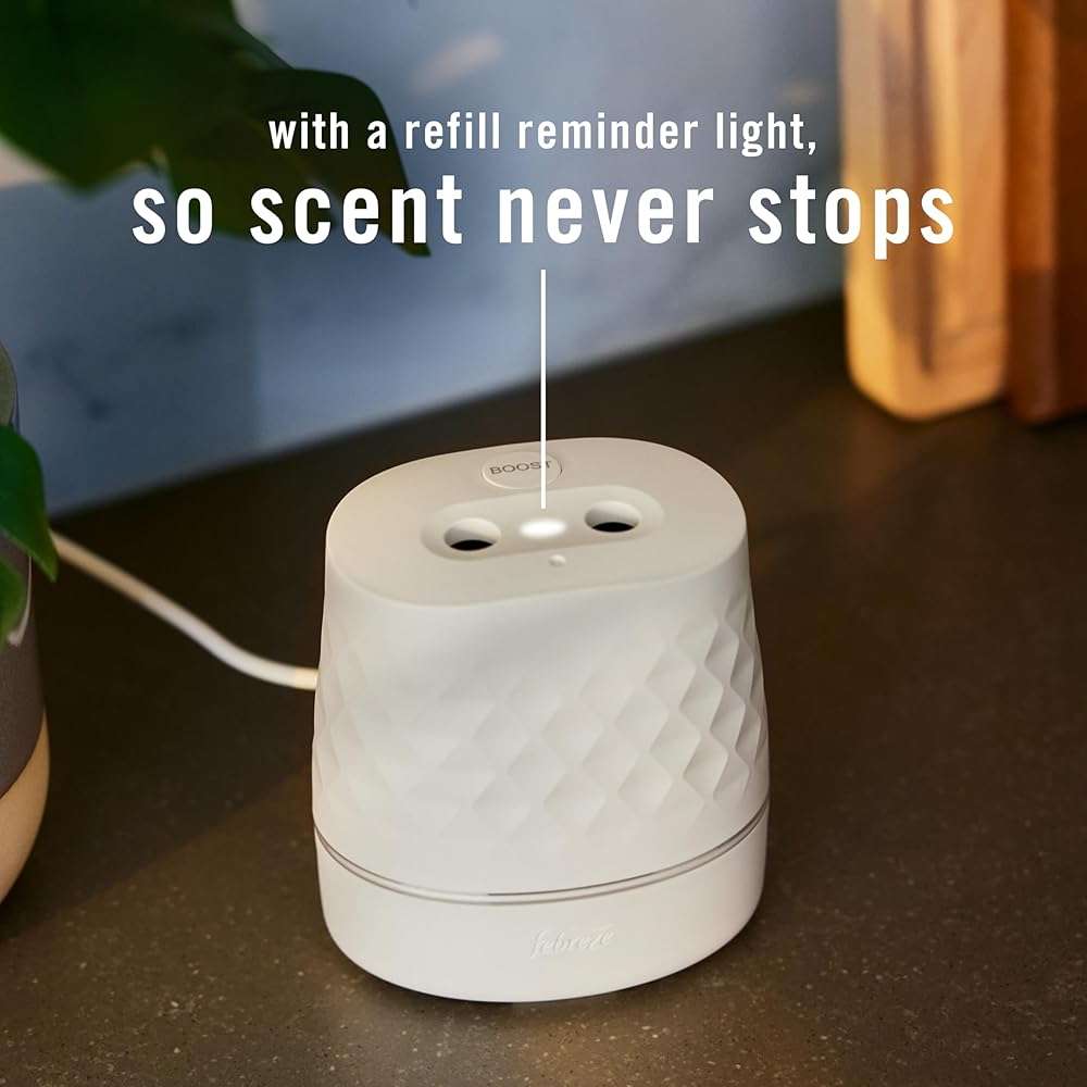 Febreze Plug Scent Booster Starter Kit – Air Freshener, Oil Diffuser, Continuous Scent Device, Includes 2 Gain Refills - Image 11