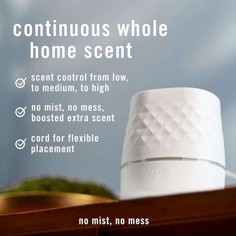 Febreze Plug Scent Booster Starter Kit – Air Freshener, Oil Diffuser, Continuous Scent Device, Includes 2 Gain Refills - Image 3