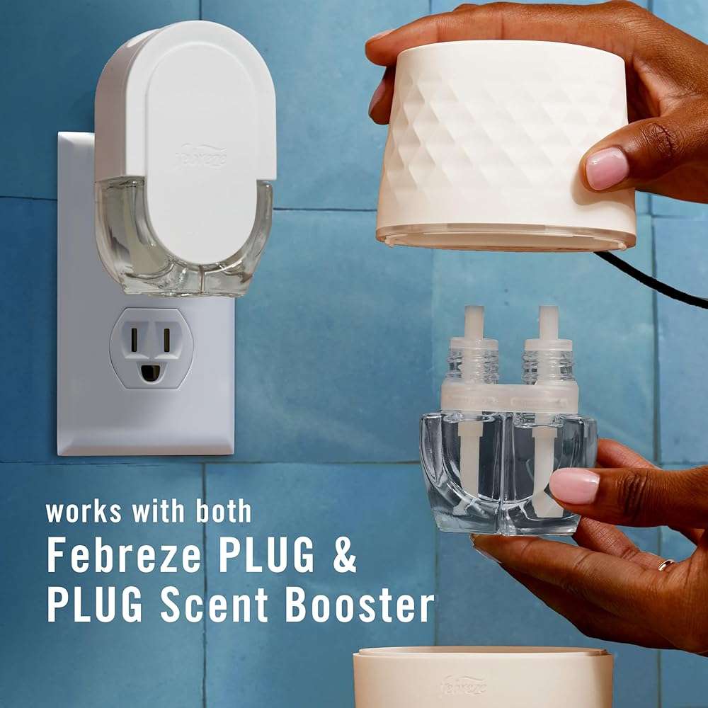 Febreze Plug Scent Booster Starter Kit – Air Freshener, Oil Diffuser, Continuous Scent Device, Includes 2 Gain Refills - Image 8