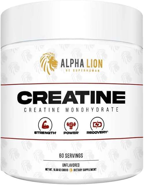 ALPHA LION Creatine Monohydrate Powder, 5000mg Per Serving (5g), Supports Muscle Strength, Power, Athletic Performance, Pure Creatina Monohydrata en Polvo Supplement (60 Servings, Unflavored) - Image 1
