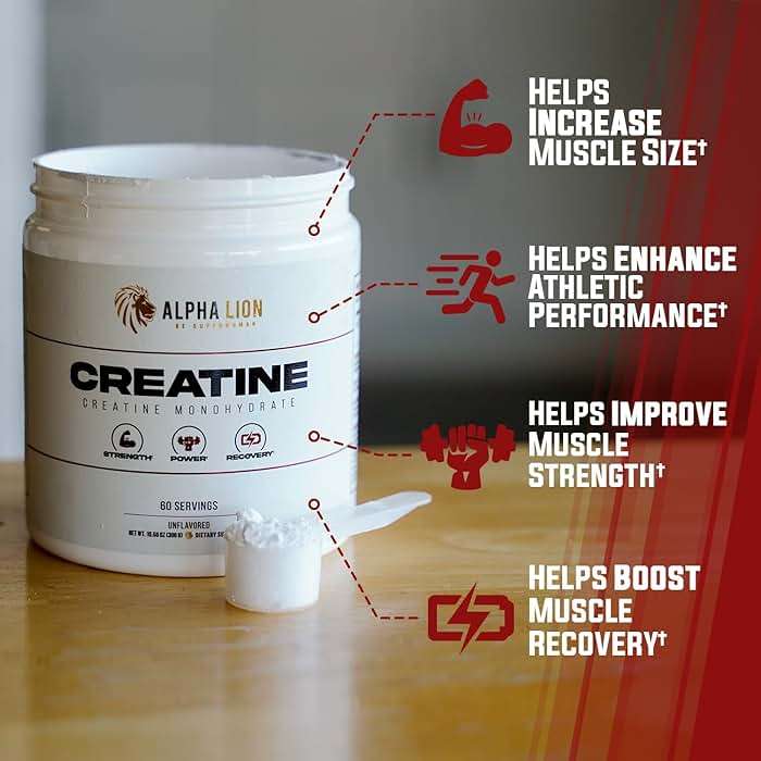 ALPHA LION Creatine Monohydrate Powder, 5000mg Per Serving (5g), Supports Muscle Strength, Power, Athletic Performance, Pure Creatina Monohydrata en Polvo Supplement (60 Servings, Unflavored) - Image 3