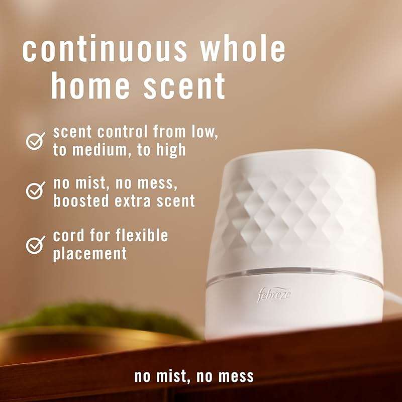 Febreze Plug Scent Booster in White, Continuous Scent Device Oil Diffuser, Compatible with Febreze Air Freshener Plug in Refills - Refills not Included - Image 3