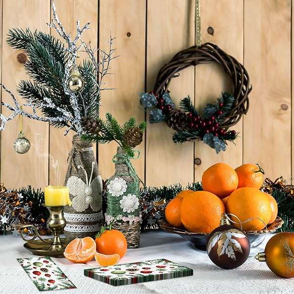 3-Ply Christmas Paper Napkins Disposable: Guest Dinner Hand Towels, Xmas Table Decorative for Bathroom Home Kitchen, Holiday Cocktail Party Decor, Red White Green (4.3x7.9 Inches, Count, 100) - Image 6