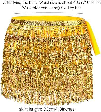 Sequin Skirt Boho Sequin Tassel Hip Scarf Sparkly Skirts Belly Dance Skirt Glitter Skirt Rave Sparkle Skirt for Women Girls - Image 3