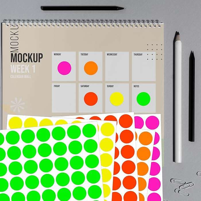 Dot Stickers 3/4 Inch Fluorescent Circle Sticker 1400pcs Round Writable Colored Sticker Neon Color Coding Labels in 5 Colors Garage Sale Stickers for Office Market Sale - Image 5