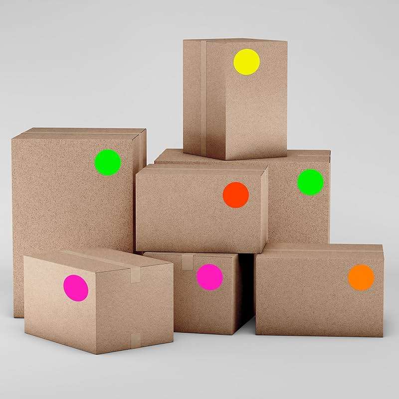Dot Stickers 3/4 Inch Fluorescent Circle Sticker 1400pcs Round Writable Colored Sticker Neon Color Coding Labels in 5 Colors Garage Sale Stickers for Office Market Sale - Image 6