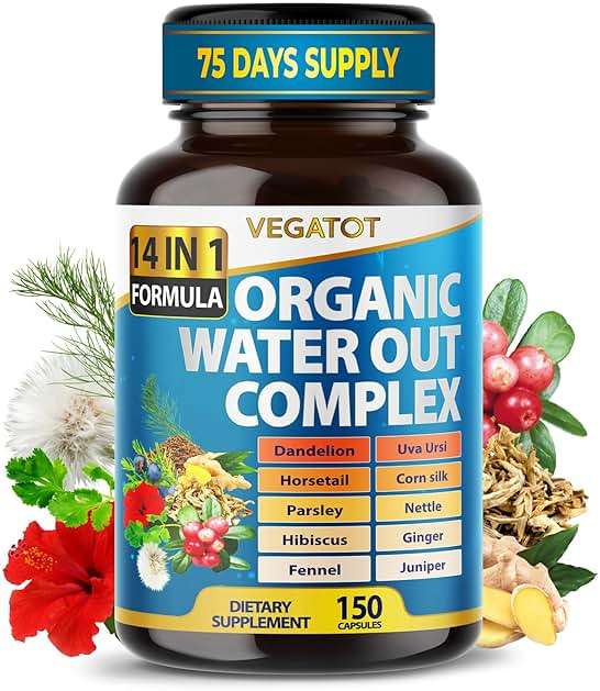 VEGATOT Water Out Complex - 14-in-1 Formula - with Dandelion Uva Ursi Horsetail Corn Silk Parsley Nettle Hibiscus Ginger - Image 1