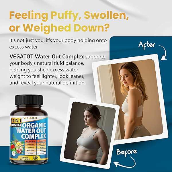 VEGATOT Water Out Complex - 14-in-1 Formula - with Dandelion Uva Ursi Horsetail Corn Silk Parsley Nettle Hibiscus Ginger - Image 2