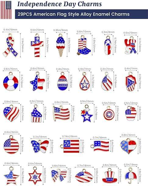 JIALEEY 29PCS Independence Day Charms, Patriotic 4th of July Red White Blue American Flag Charms for Bracelets Necklaces Jewelry Making, 29 Styles - Image 2