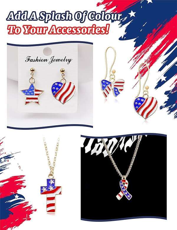 JIALEEY 29PCS Independence Day Charms, Patriotic 4th of July Red White Blue American Flag Charms for Bracelets Necklaces Jewelry Making, 29 Styles - Image 5