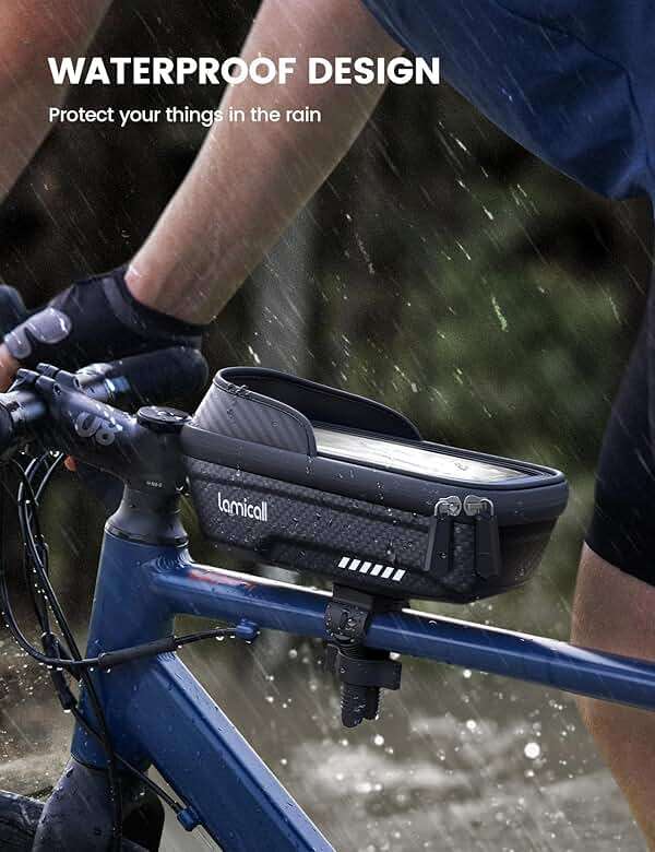 Lamicall Bike Frame Bag Waterproof - [1s Release] [2 in 1] Bike Phone Mount Holder, Bicycle Top Tube Bag, Cycling Pouch with Rain Cover, Bikes Accessories Gifts for Phones Under 7" - Image 2