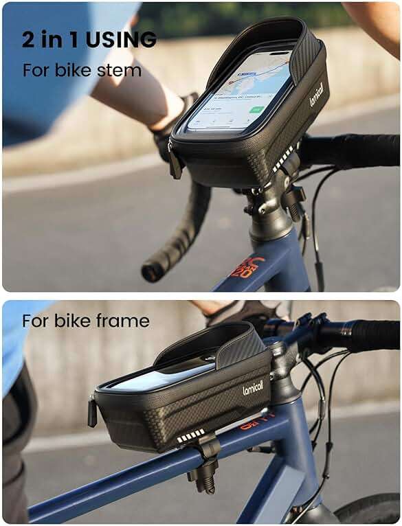 Lamicall Bike Frame Bag Waterproof - [1s Release] [2 in 1] Bike Phone Mount Holder, Bicycle Top Tube Bag, Cycling Pouch with Rain Cover, Bikes Accessories Gifts for Phones Under 7" - Image 3