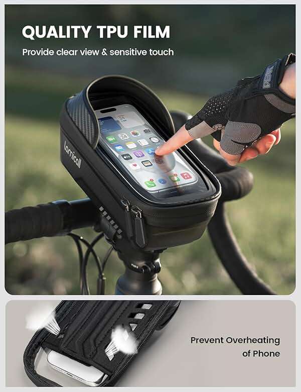 Lamicall Bike Frame Bag Waterproof - [1s Release] [2 in 1] Bike Phone Mount Holder, Bicycle Top Tube Bag, Cycling Pouch with Rain Cover, Bikes Accessories Gifts for Phones Under 7" - Image 5