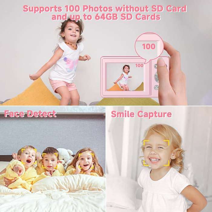 Digital Camera, 44MP Compact Camera, FHD 1080P Point and Shoot Digital Cameras with 16X Zoom, Face Detect, Smile Capture, Anti Shake, for Boys Girls Teens Gifts (Pink) - Image 4