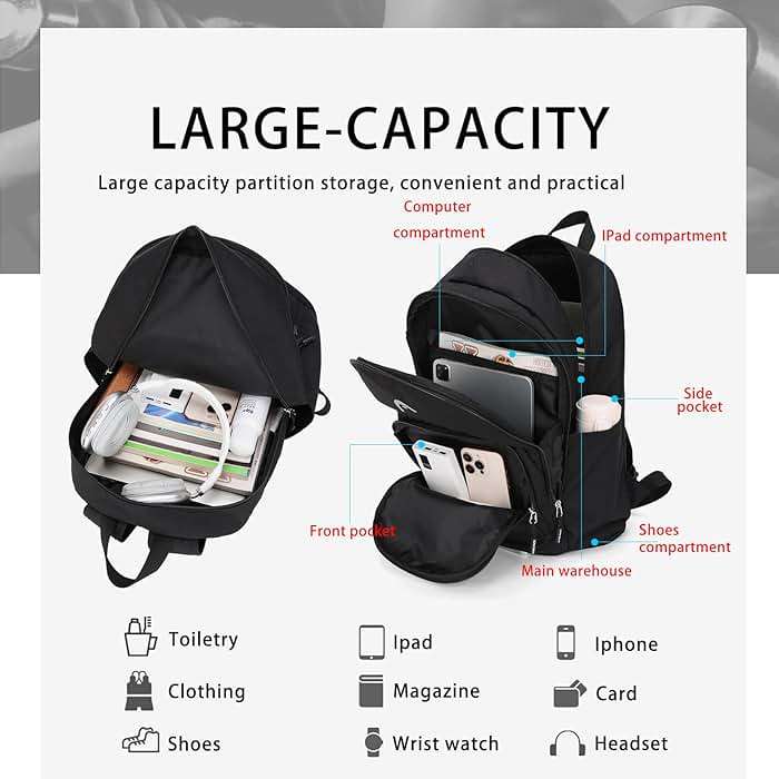 HEAD Waterproof Travel Backpack for Men, Lightweight 15.6 Inch Laptop Backpack with Shoes Compartment, Casual Daypack College Backpacks with 8 Pockets for Overnight/Sports Gym/Work/Fitness - Image 9