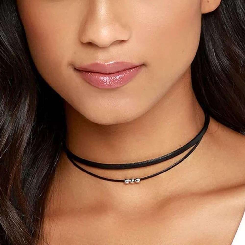 Fesciory Black Necklaces for Women, Adjustable Layered Velvet Leather Lace Collar Necklace, Goth Jewelry Gifts. - Image 4