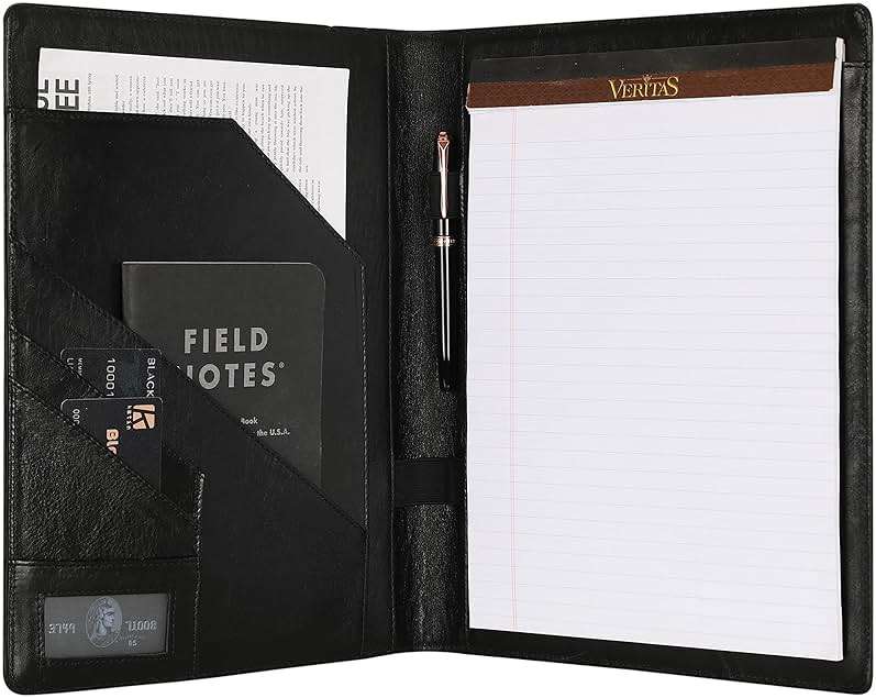 GZRHKJ Genuine Leather Padfolio,Free Engraved Name, Personalized Leather Portfolio, A4 Document Folder Legal Pad Padfolio, Resume Folio for Men & Women - Image 1