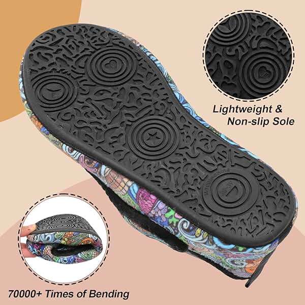 BARERUN Slippers for Women Men Wide House Diabetic Shoes for Women Men Warm Arthritis Edema Swollen Neuropathy Socks Slip on Adjustable Fuzzy Comfy Soft Womens Mens Bedroom Sliipers - Image 4