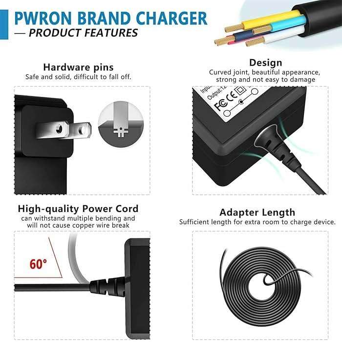 PwrON 18V Charger for Hypervolt Gun Power for Hyperice 2 pro Power for Hypervolt 2 Model 53200 038-00 for Hypervolt Go 55000 001-00 for Hypervolt Go 2 55200 001-00 for Vyper 3/2/go Gun DC Power Cord - Image 2