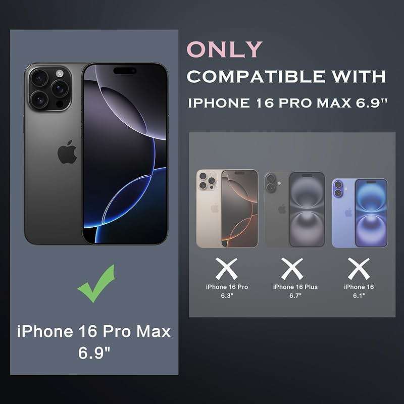 YINLAI Case for iPhone 16 Pro Max, Magnetic Case [Compatible with Magsafe] Supports Wireless Charging Slim Translucent Matte Women Men Shockproof Protective Back Phone Cover 6.9 Inch,Black/Hot Pink - Image 6