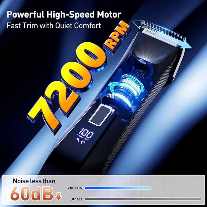 VIKICON 2-in-1 Manscape Trimmer & Shavers for Men: No-Nick Full Body Electric Razor for Pubic, Balls, Back Hair w/Dual-Head Trimmer & Foil Blades - Waterproof Groomer Kit w/Light, Travel Lock & Pouch - Image 3