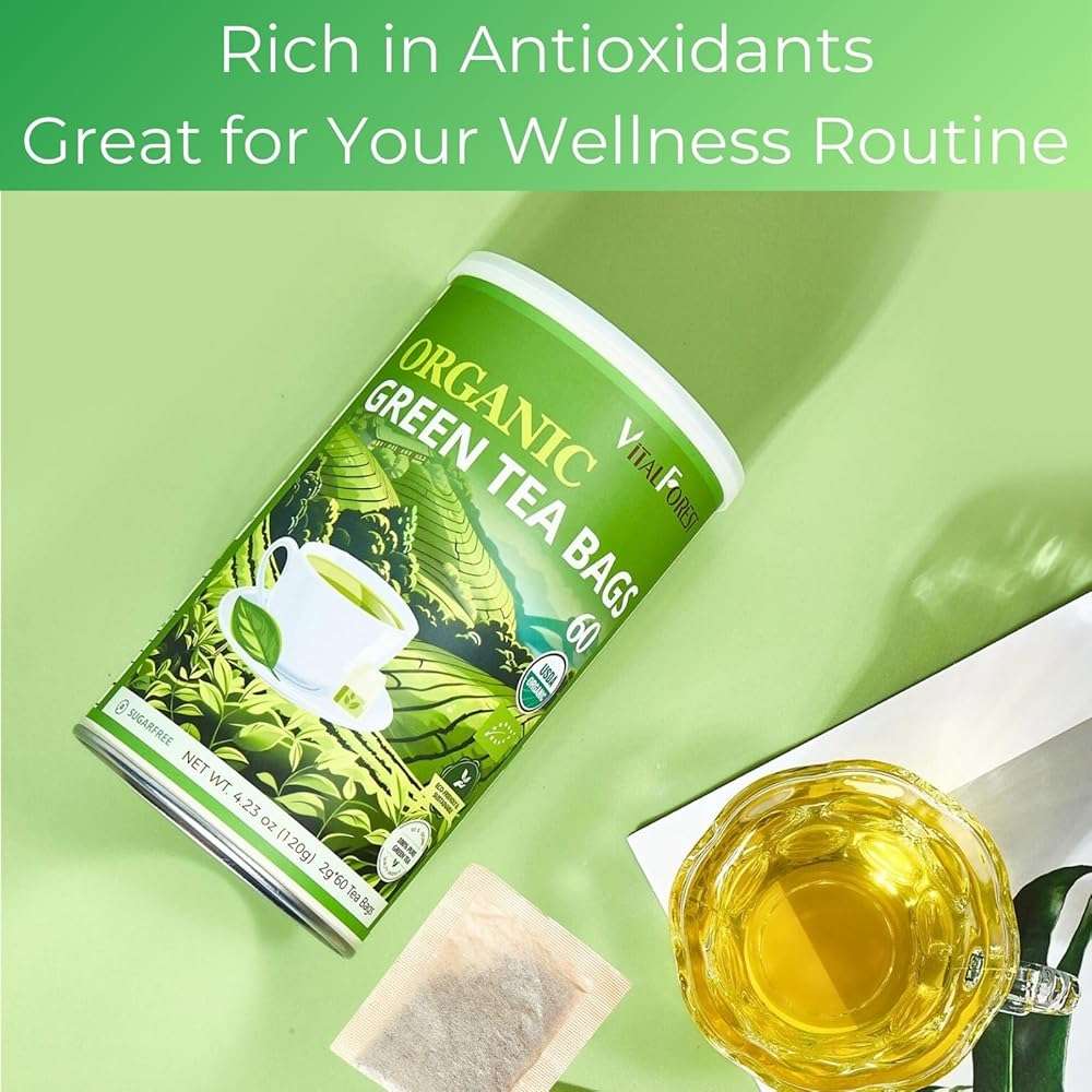 Organic Green Tea Bags| 70 Count VitalForest Unbleached ECO-Conscious Chinese Green Tea Packets| Te Verde Organico Natural Premium Real China Herbal Tea - Image 7