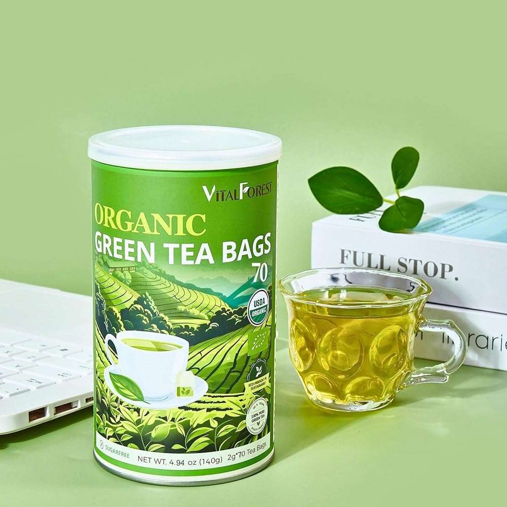 Organic Green Tea Bags| 70 Count VitalForest Unbleached ECO-Conscious Chinese Green Tea Packets| Te Verde Organico Natural Premium Real China Herbal Tea - Image 8