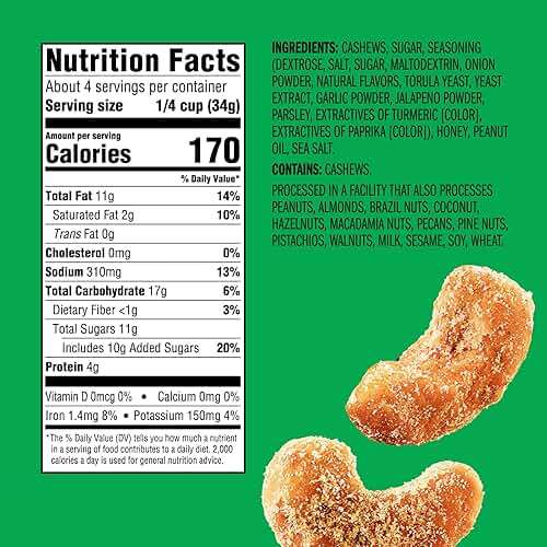 Emerald Nuts Hot Honey Cashews (1-Pack) | 5oz Resealable Bag | Kosher Dairy Certified, Non-GMO, Contains No Artificial Preservatives, Flavors or Synthetic Colors - Image 2