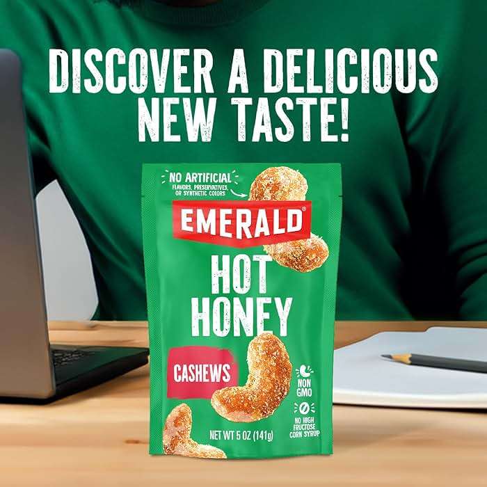 Emerald Nuts Hot Honey Cashews (1-Pack) | 5oz Resealable Bag | Kosher Dairy Certified, Non-GMO, Contains No Artificial Preservatives, Flavors or Synthetic Colors - Image 5