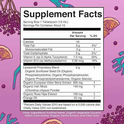MARYRUTH'S Sea Moss + Immune & Energy Liposomal 140mg Irish Sea Moss | Vitamin B12 | Vitamin E | Elderberry | Rose Hip Oil | Orange Oil | Immune Support Supplement | Vegan | Sugar Free | 7.6 oz - Image 2