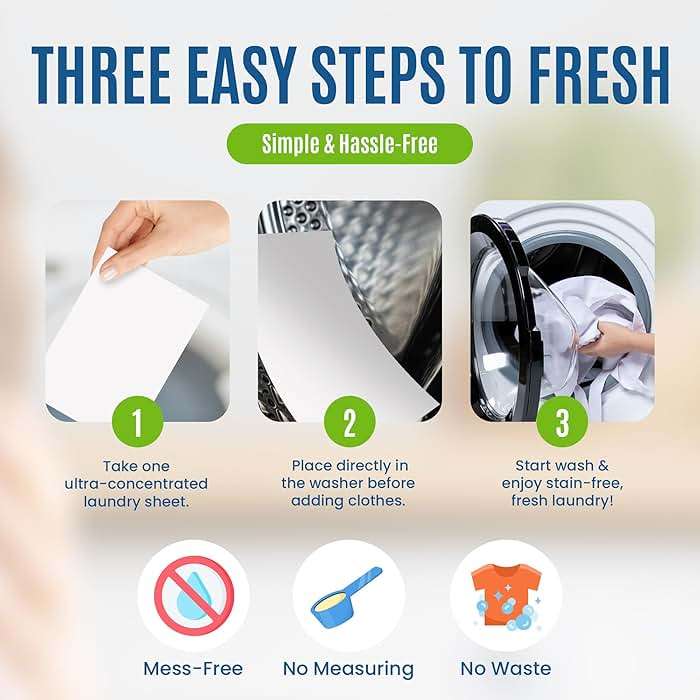 Eco-Friendly 80 Loads Ultra Concentrated Laundry Detergent Sheets Travel Friendly Stain-Fighting Enzymes & Plant Powered, Washer Sheets, Space Saving, for Hot/Cold Cycles, Tackles Tough Stains & Odors - Image 5