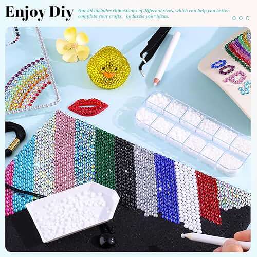 6100Pcs Resin Rhinestones for Crafting with 2Pcs 10ml B7000 Jewelry Glue, 1 Box Flatback Crystals Diamond (White) for Bedazzling Crafts DIY Nail Art Non Hotfix Gems for Clothing Shoes - Image 3