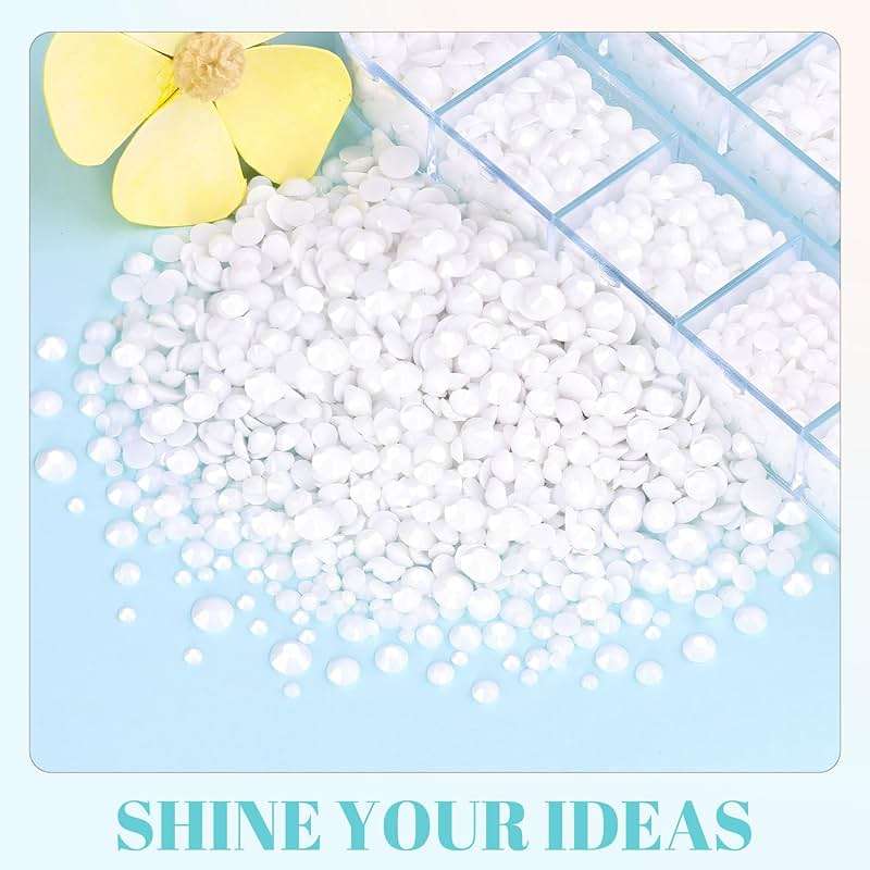 6100Pcs Resin Rhinestones for Crafting with 2Pcs 10ml B7000 Jewelry Glue, 1 Box Flatback Crystals Diamond (White) for Bedazzling Crafts DIY Nail Art Non Hotfix Gems for Clothing Shoes - Image 7