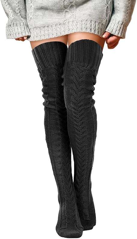 Buauty Women's Cable Knitted Boot Socks Extra Long Thigh High Winter Stockings Over Knee Leg Warmers - Image 1