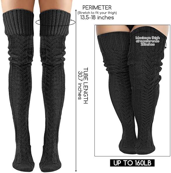 Buauty Women's Cable Knitted Boot Socks Extra Long Thigh High Winter Stockings Over Knee Leg Warmers - Image 3