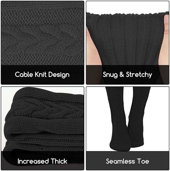 Buauty Women's Cable Knitted Boot Socks Extra Long Thigh High Winter Stockings Over Knee Leg Warmers - Image 4